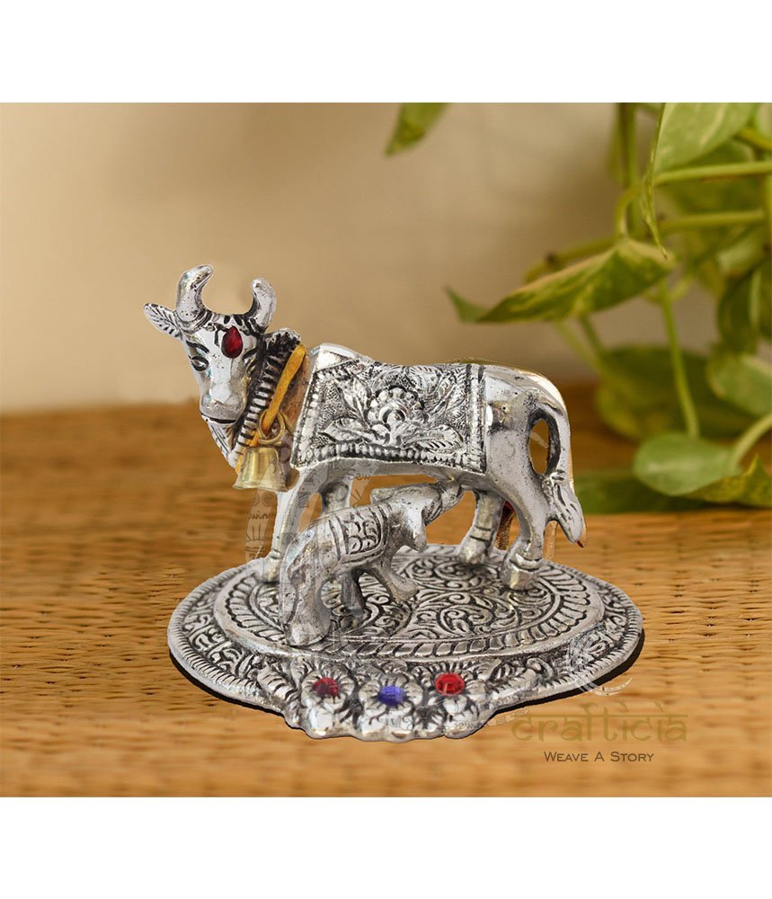 Cow Silver Antique decorative Item - Griha Pravesh Gift Item Idea