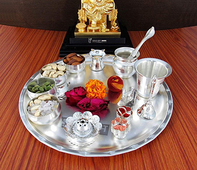 Silver Plated Pooja Thali - Griha Pravesh Gift Item