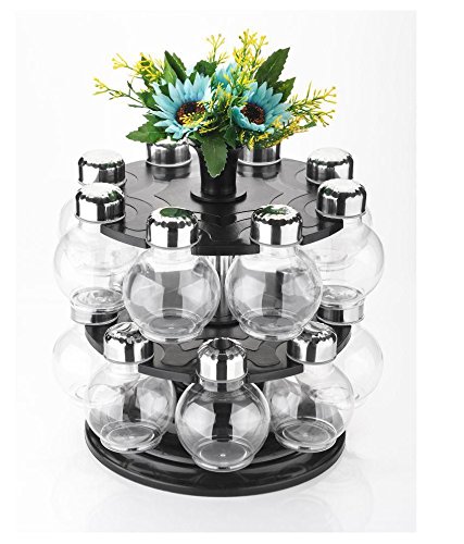 360 Degree Revolving Round Shape Transparent Spice Rack, Container Spice Stand For Kitchen Storage Container Rack Sets Spice Racks Containers - New Home Gift