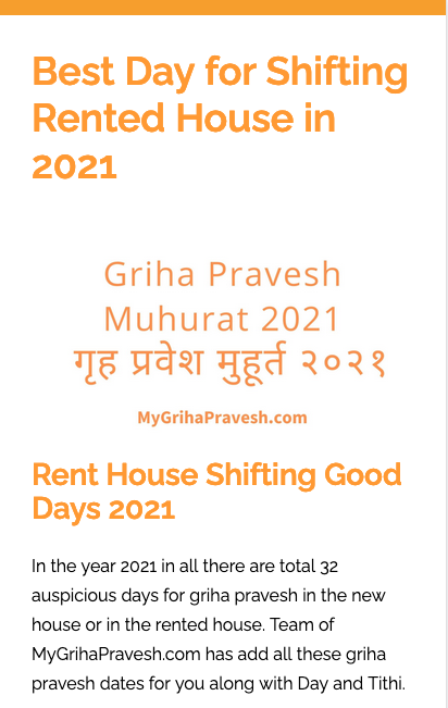 Best Day for Shifting Rented House 2021