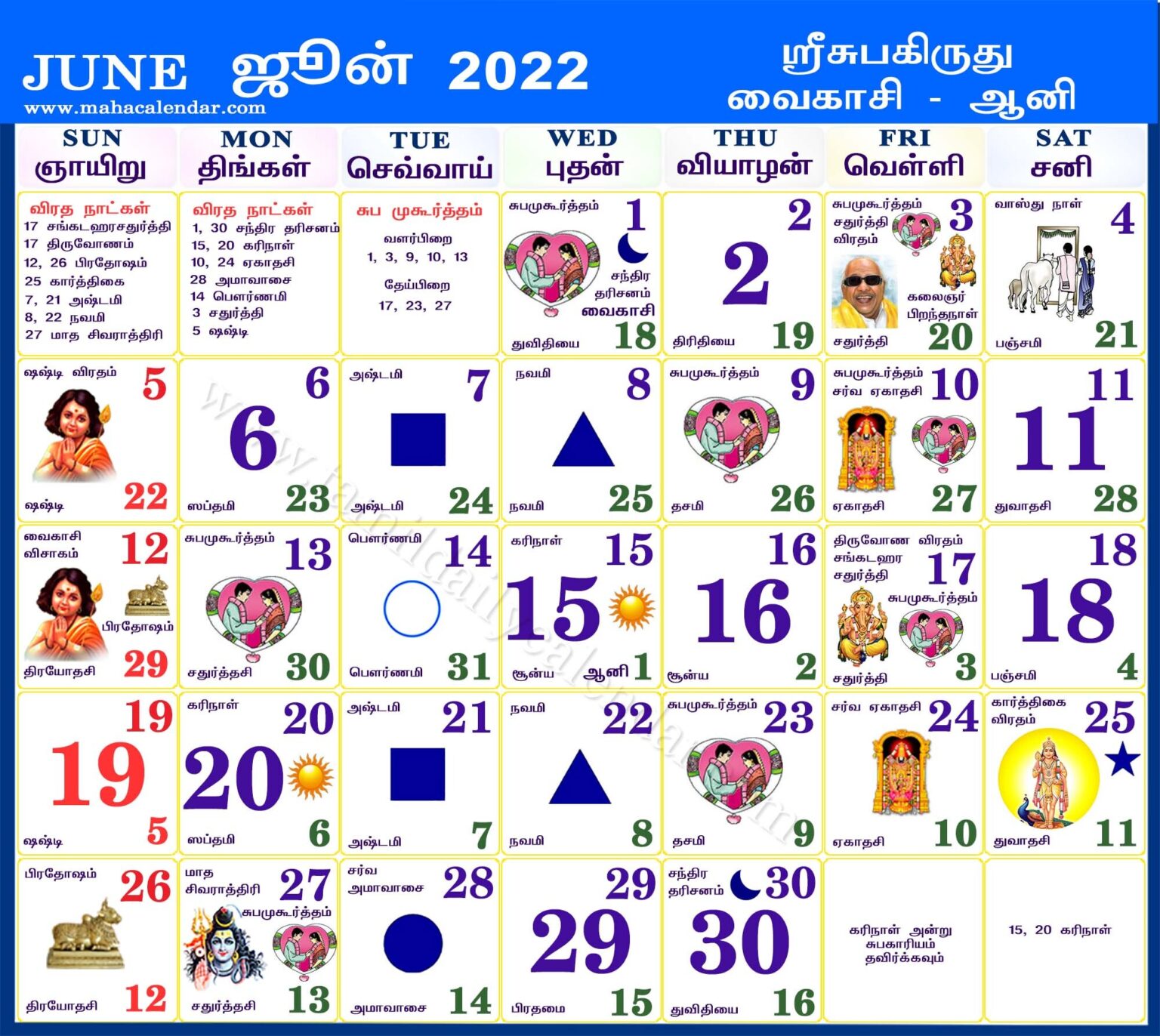 Daily Tamil Calendar 2022